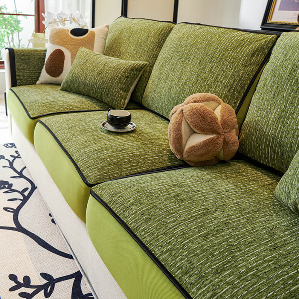 Linear Modern Stretch Chenille Full Wrap Sofföverdrag - Mjukt Hållbart Design