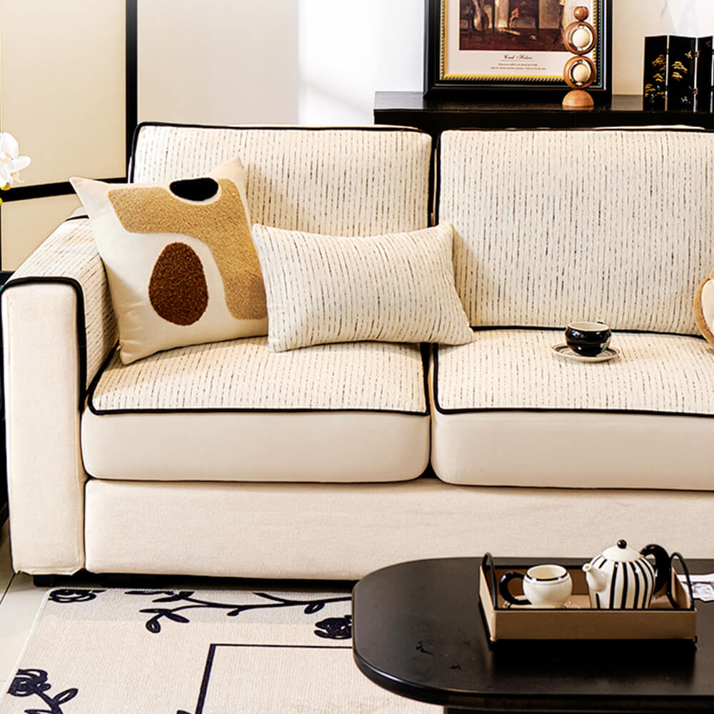 Linear Modern Stretch Chenille Full Wrap Sofföverdrag - Mjukt Hållbart Design