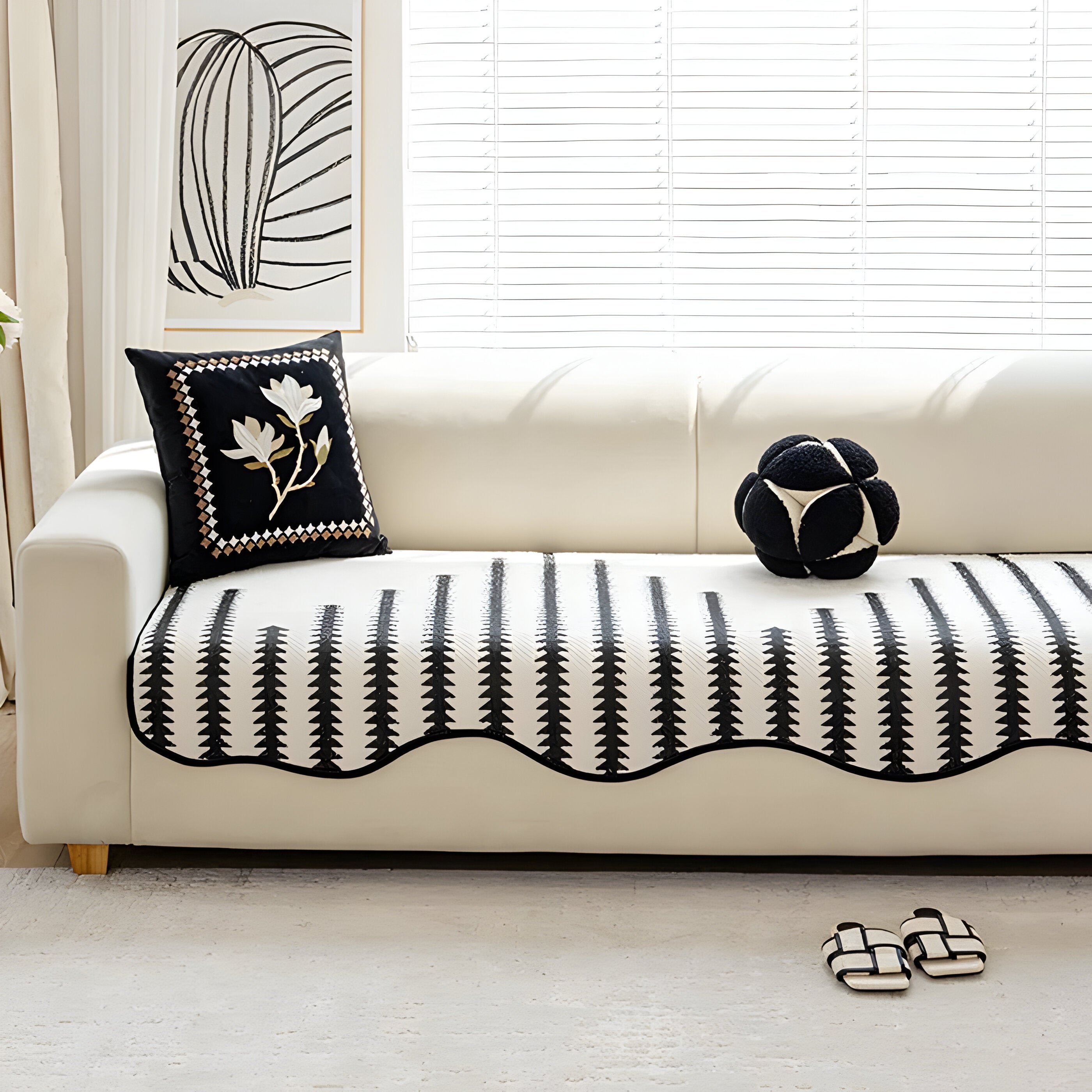 ArtiLounge Täckning - Modern Chevron Rand Chenille Sofföverdrag
