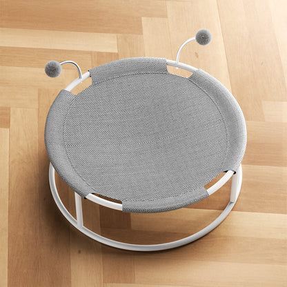 Rund Andningsbar Fuktbevis Varm Nät Kattbädd med Pom-Poms