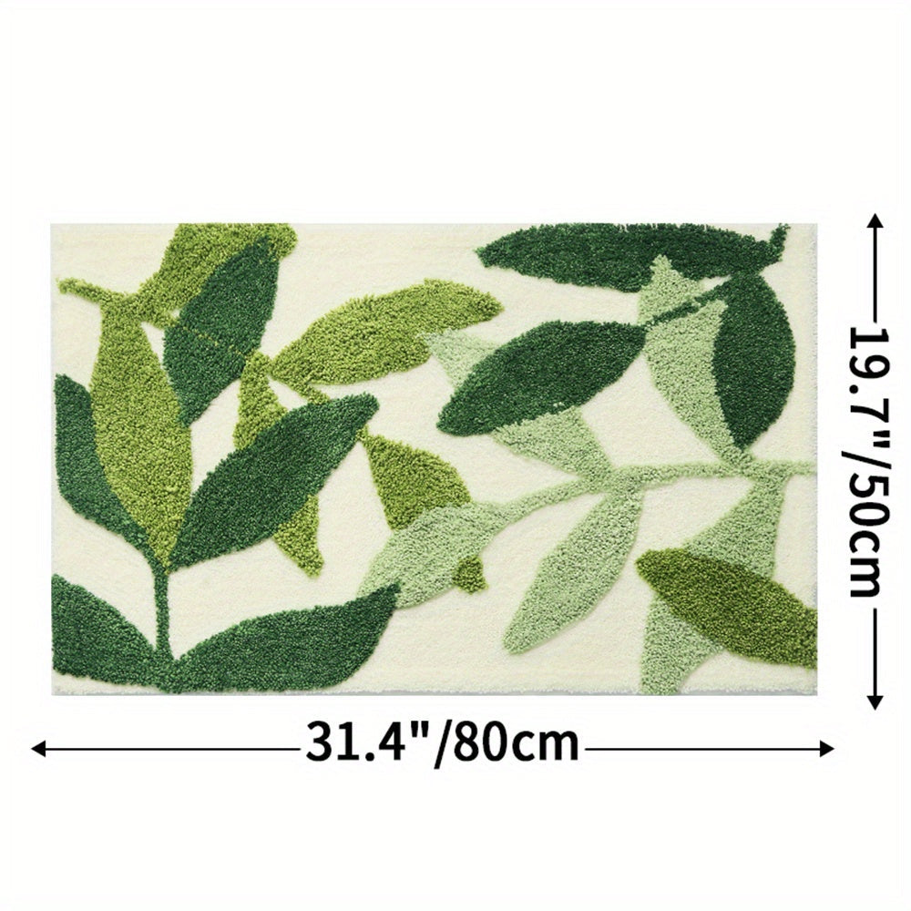 Fien Absorberande Badmatta med elegant bladmönster – Halkfri komfort för moderna badrum