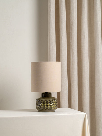 Glaserad Keramisk Bordsbelysning | Mid-Century Nattduksbordslampa | Naturlig Linneskärm | 15&quot; | Brick by Brick