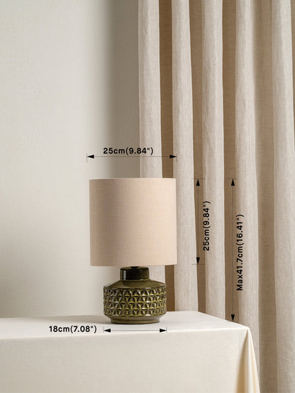 Glaserad Keramisk Bordsbelysning | Mid-Century Nattduksbordslampa | Naturlig Linneskärm | 15&quot; | Brick by Brick