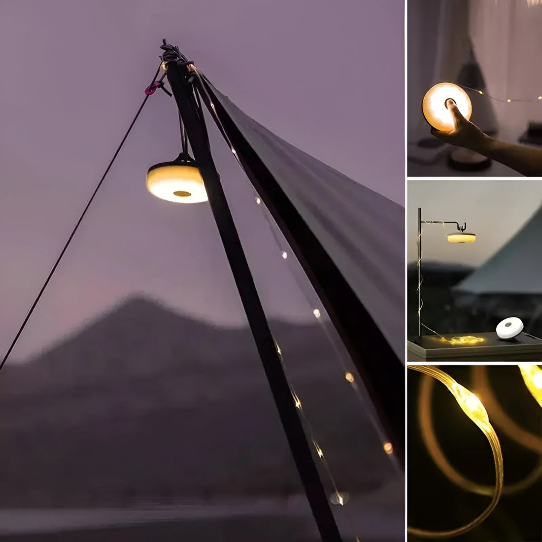 FlexiShine Bärbar LED-Camping-ljusslinga – Vattentät, USB-uppladdningsbar, 10m Ljusremsa för utomhusäventyr