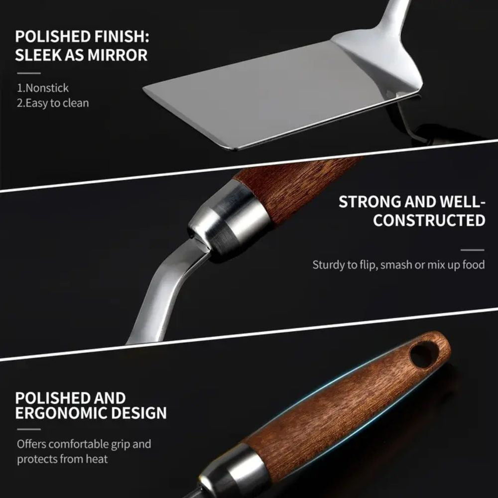 Rostfritt Stål Kök Spatel med Trähandtag