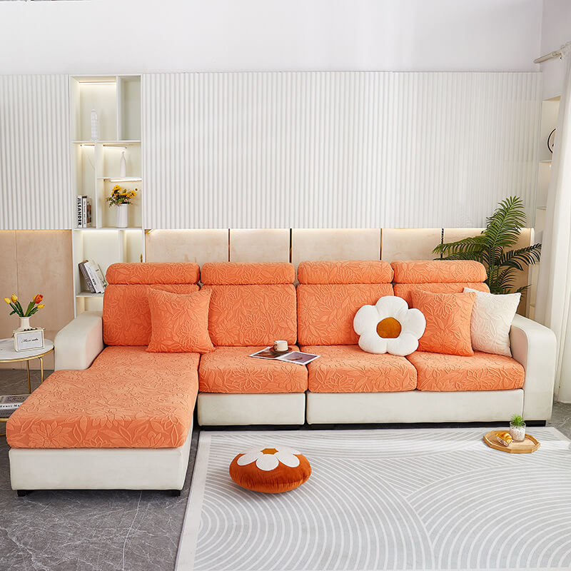 Blommig Sammet Stretch Hela Wrap Soffskydd Sofföverdrag