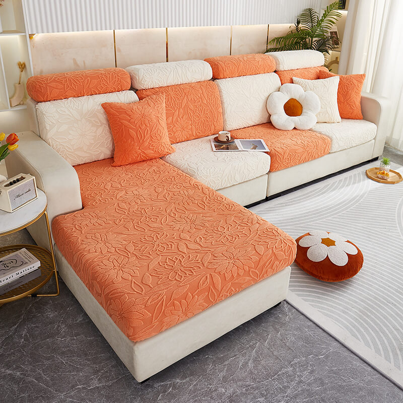 Blommig Sammet Stretch Hela Wrap Soffskydd Sofföverdrag