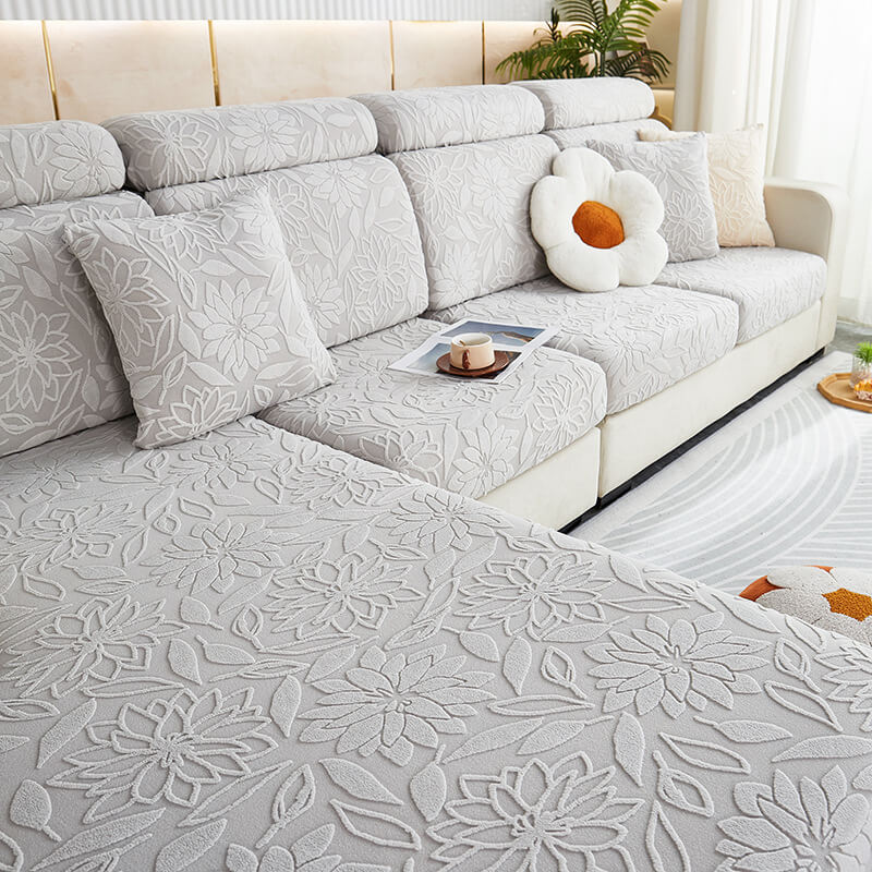 Blommig Sammet Stretch Hela Wrap Soffskydd Sofföverdrag