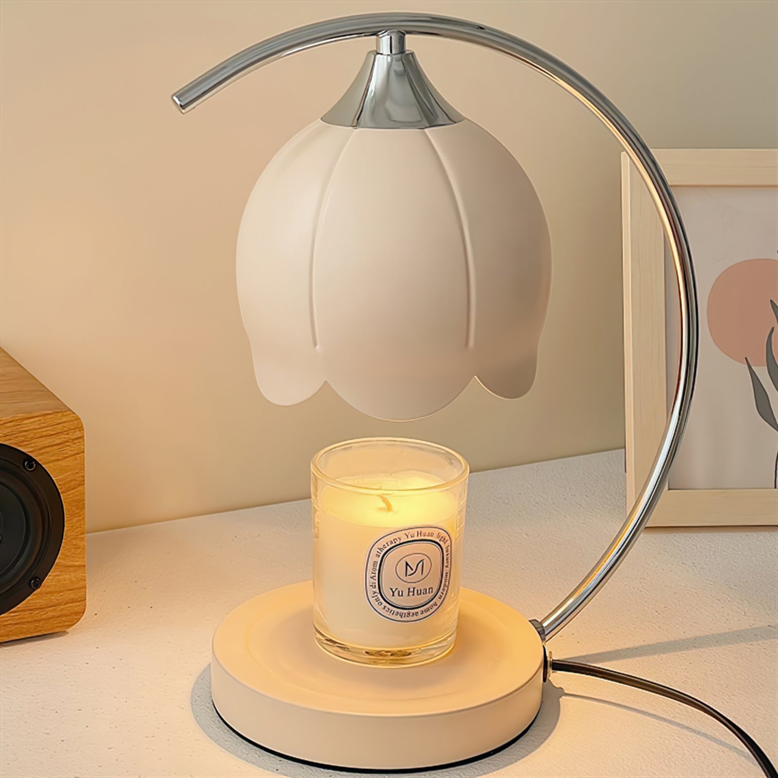 Bordslampa med ljusvaxsmältare