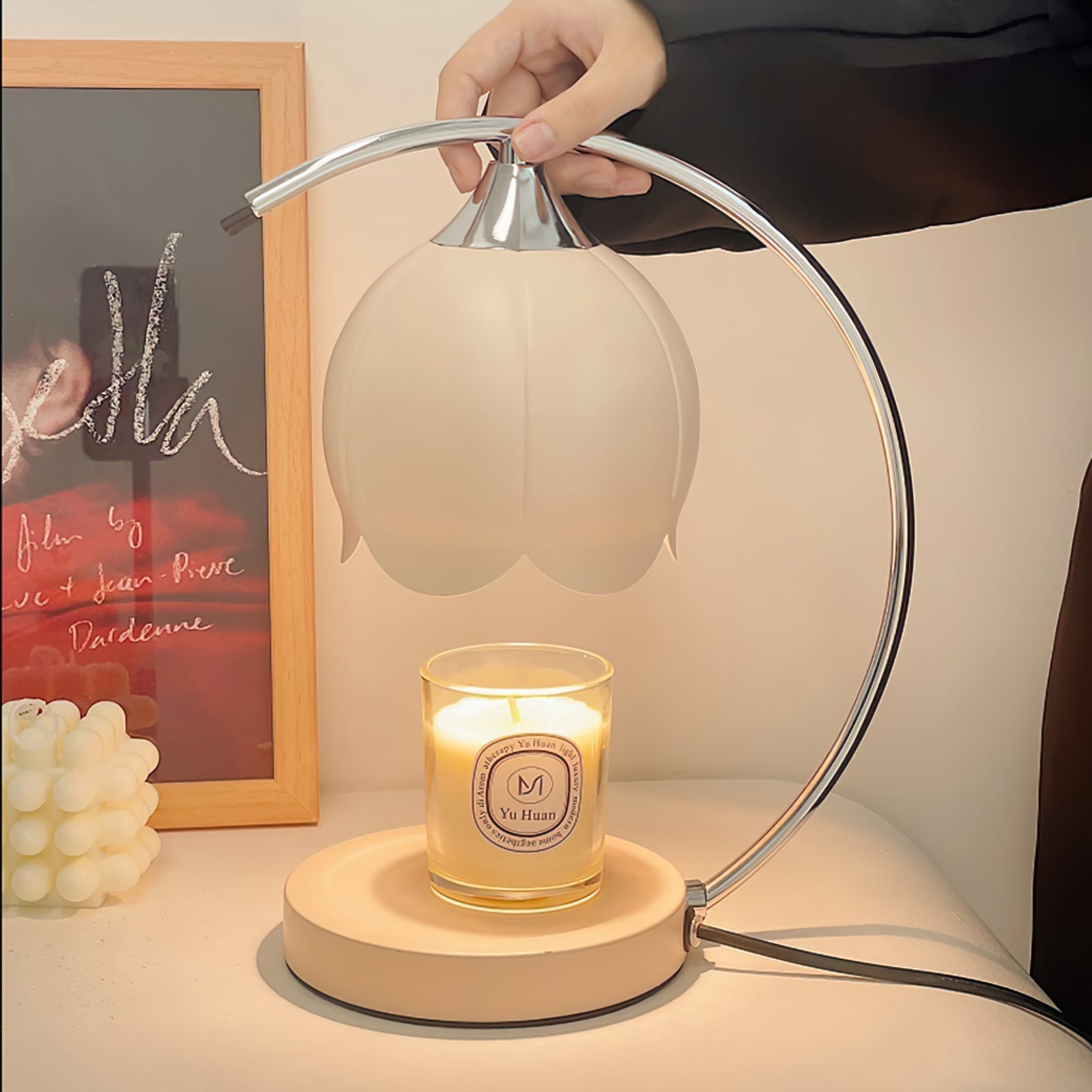 Bordslampa med ljusvaxsmältare