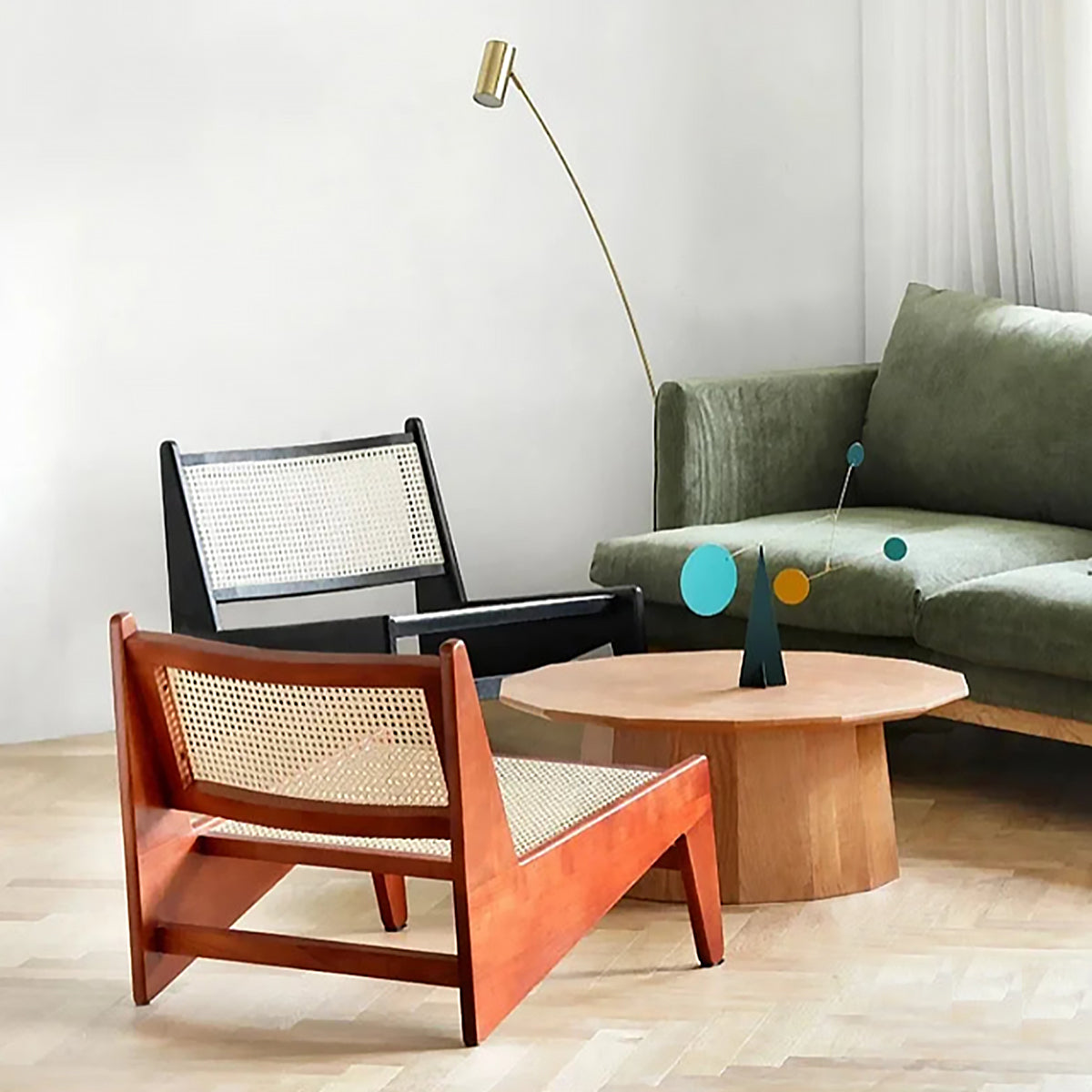 Lunair Soffa | Loungesoffa av trä &amp; rotting i fransk-skandinavisk stil