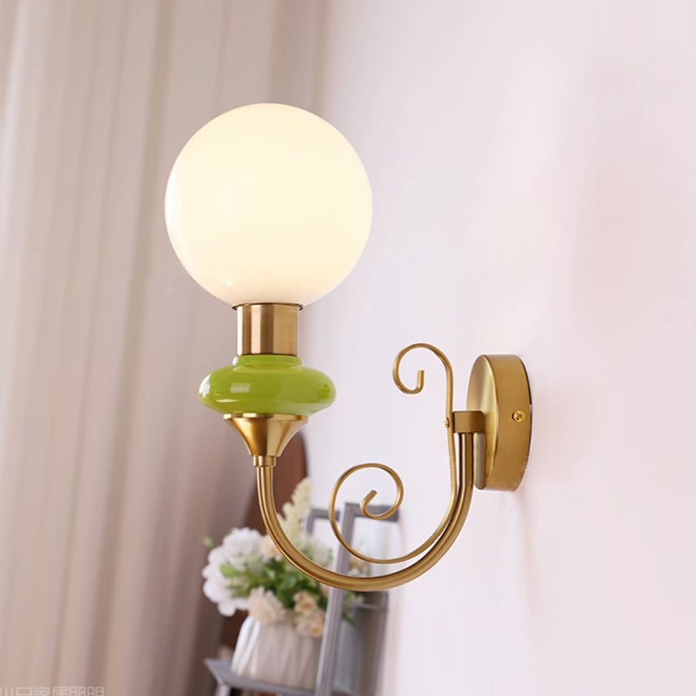 Fransk Retro Glas 1-Ljus Vägglampa