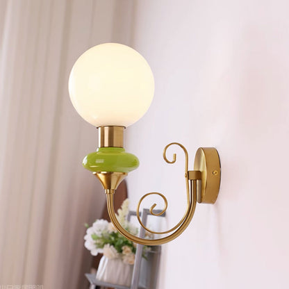 Fransk Retro Glas 1-Ljus Vägglampa