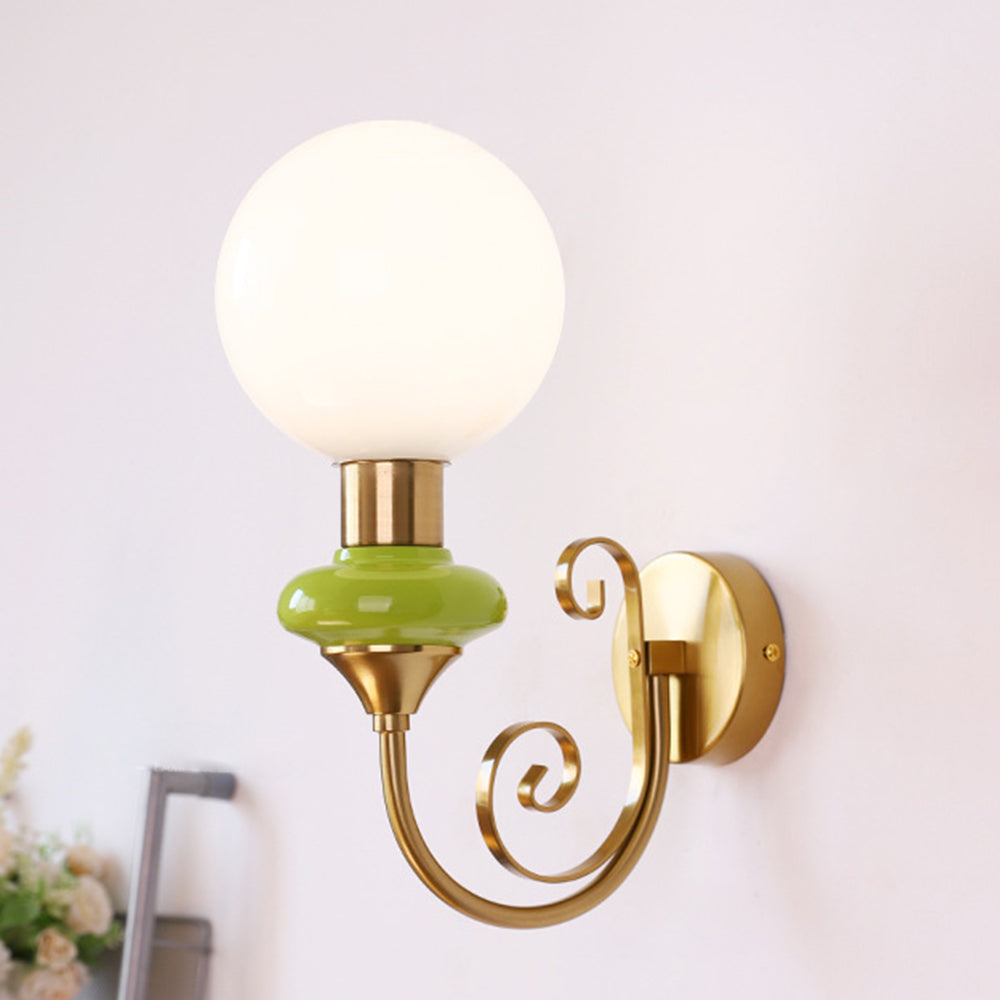 Fransk Retro Glas 1-Ljus Vägglampa