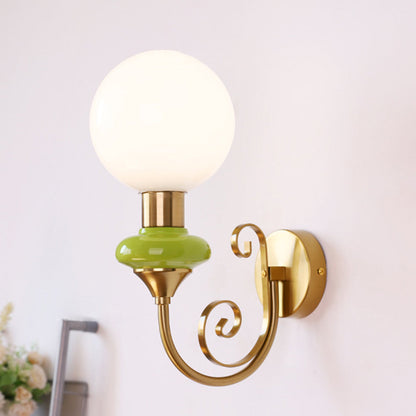 Fransk Retro Glas 1-Ljus Vägglampa