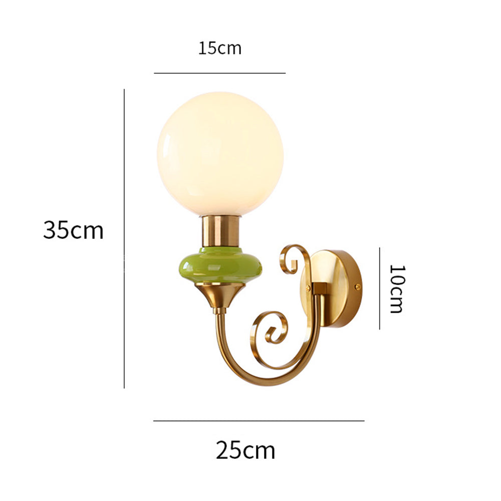 Fransk Retro Glas 1-Ljus Vägglampa