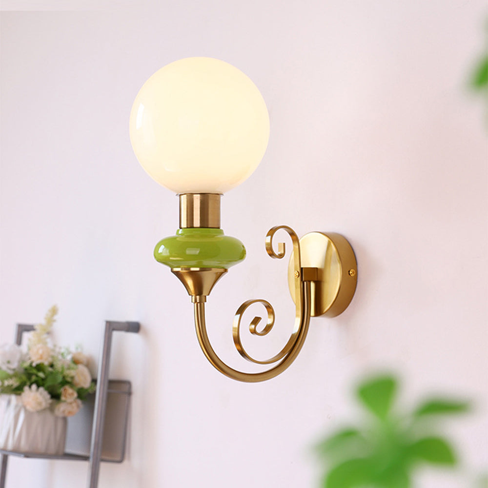 Fransk Retro Glas 1-Ljus Vägglampa