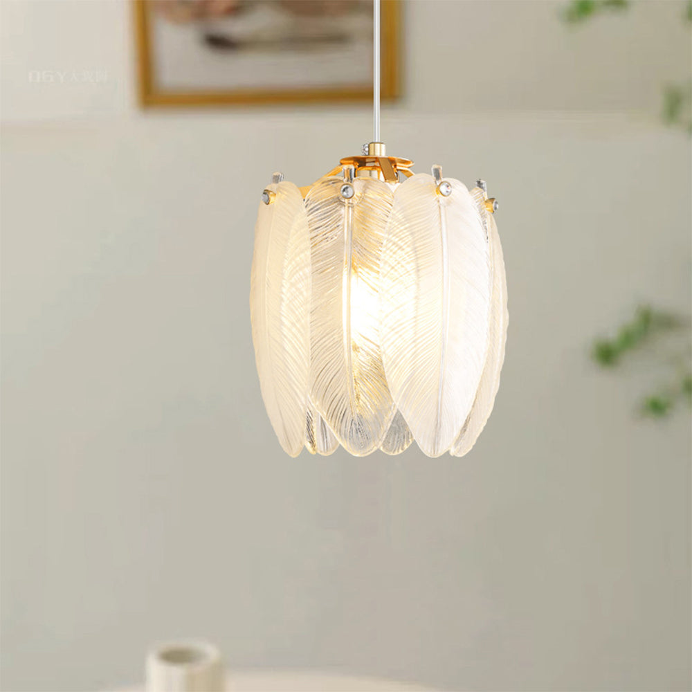 Fransk Stil Fjäder Glas Hänglampa