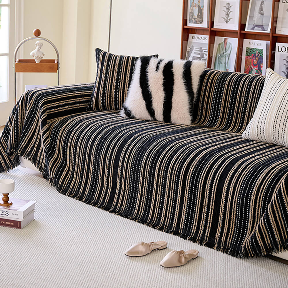 Årsbädd Striped Tassels Chenille Hållbar Sofföverdrag