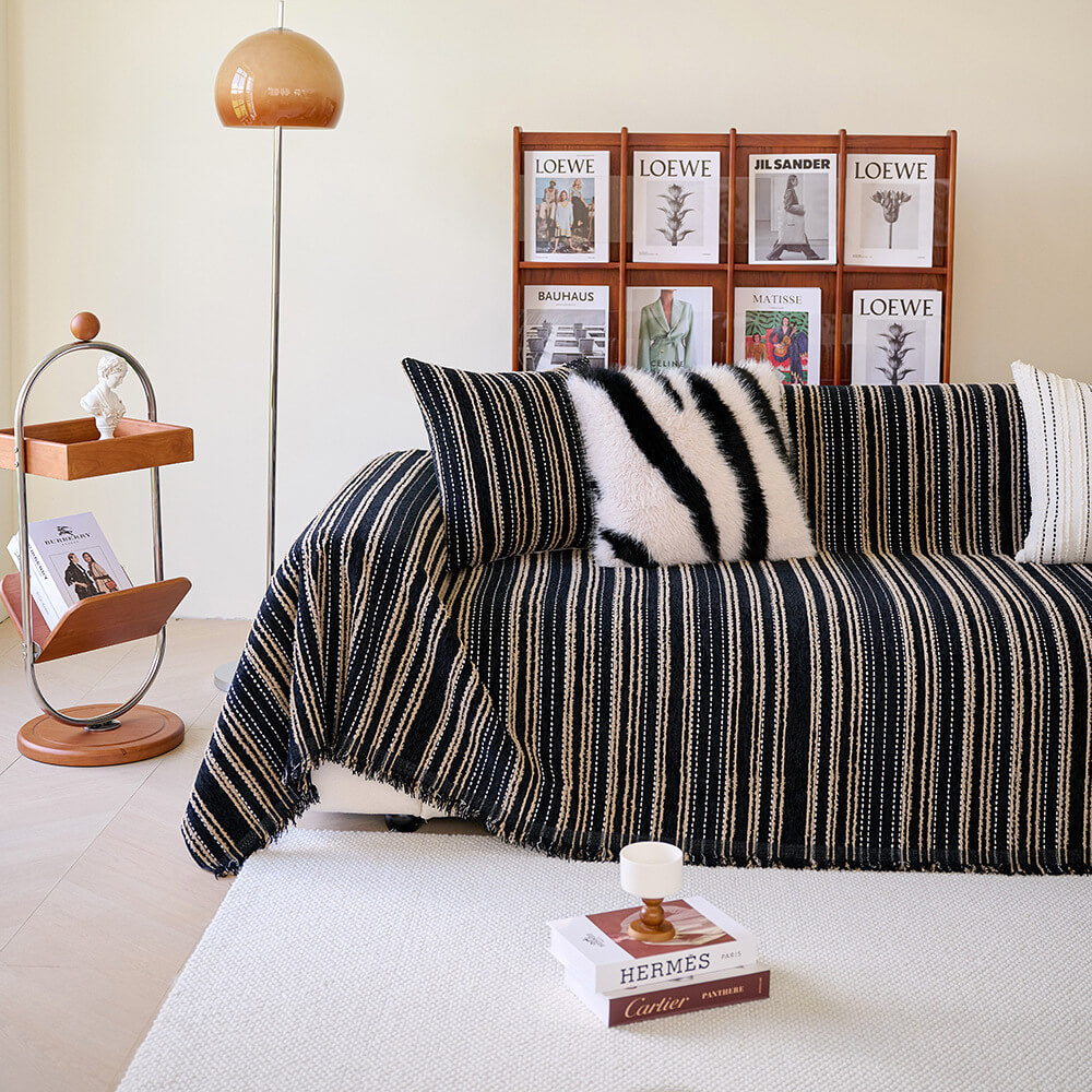 Årsbädd Striped Tassels Chenille Hållbar Sofföverdrag