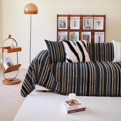 Årsbädd Striped Tassels Chenille Hållbar Sofföverdrag