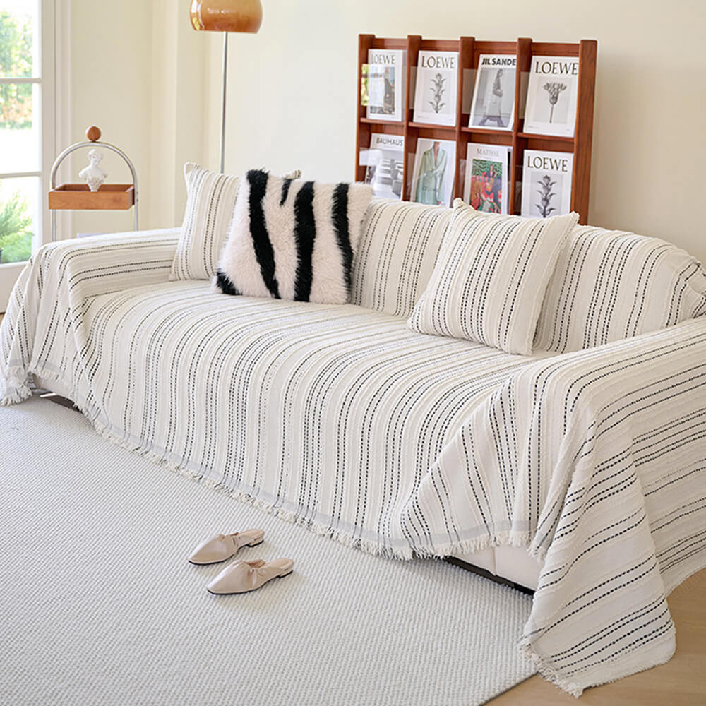 Årsbädd Striped Tassels Chenille Hållbar Sofföverdrag