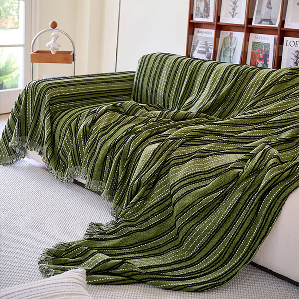 Årsbädd Striped Tassels Chenille Hållbar Sofföverdrag