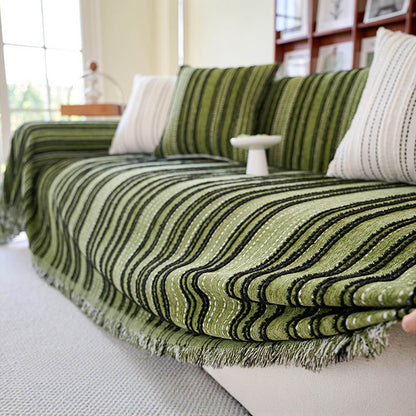 Årsbädd Striped Tassels Chenille Hållbar Sofföverdrag