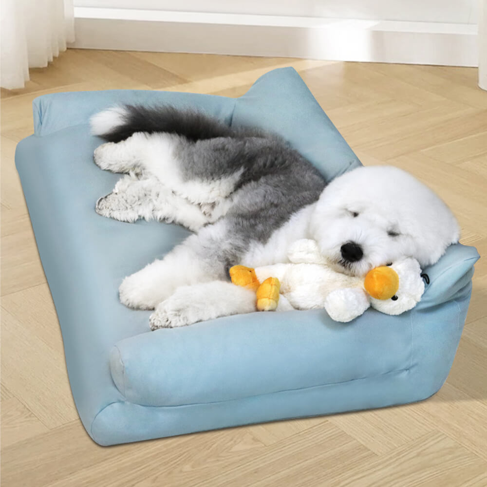 Faux läder anti-rep cozy hundsoffa säng med komfort