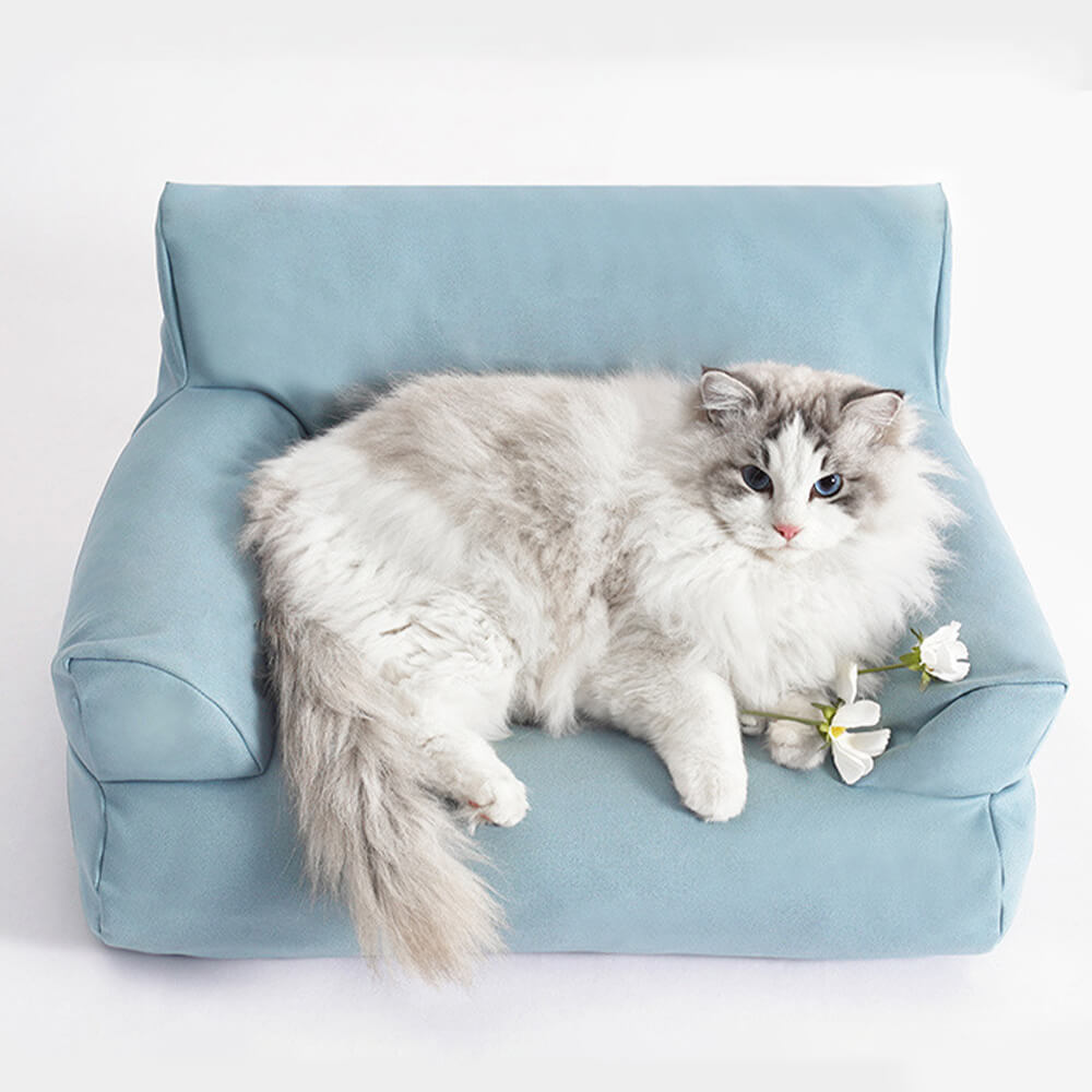 Faux läder anti-rep cozy hundsoffa säng med komfort