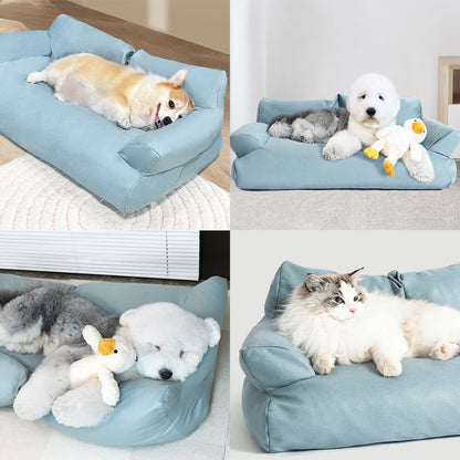 Faux läder anti-rep cozy hundsoffa säng med komfort