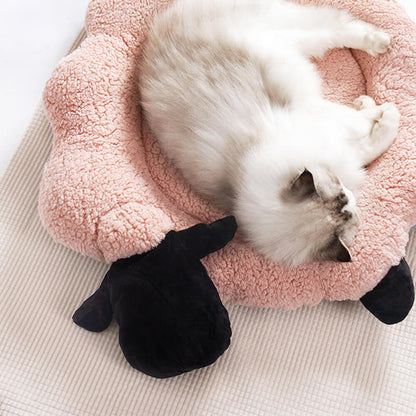 Fårformad Plush Pet Bed Mysig Lekfull Ultra-Mjuk Bomull Sammet