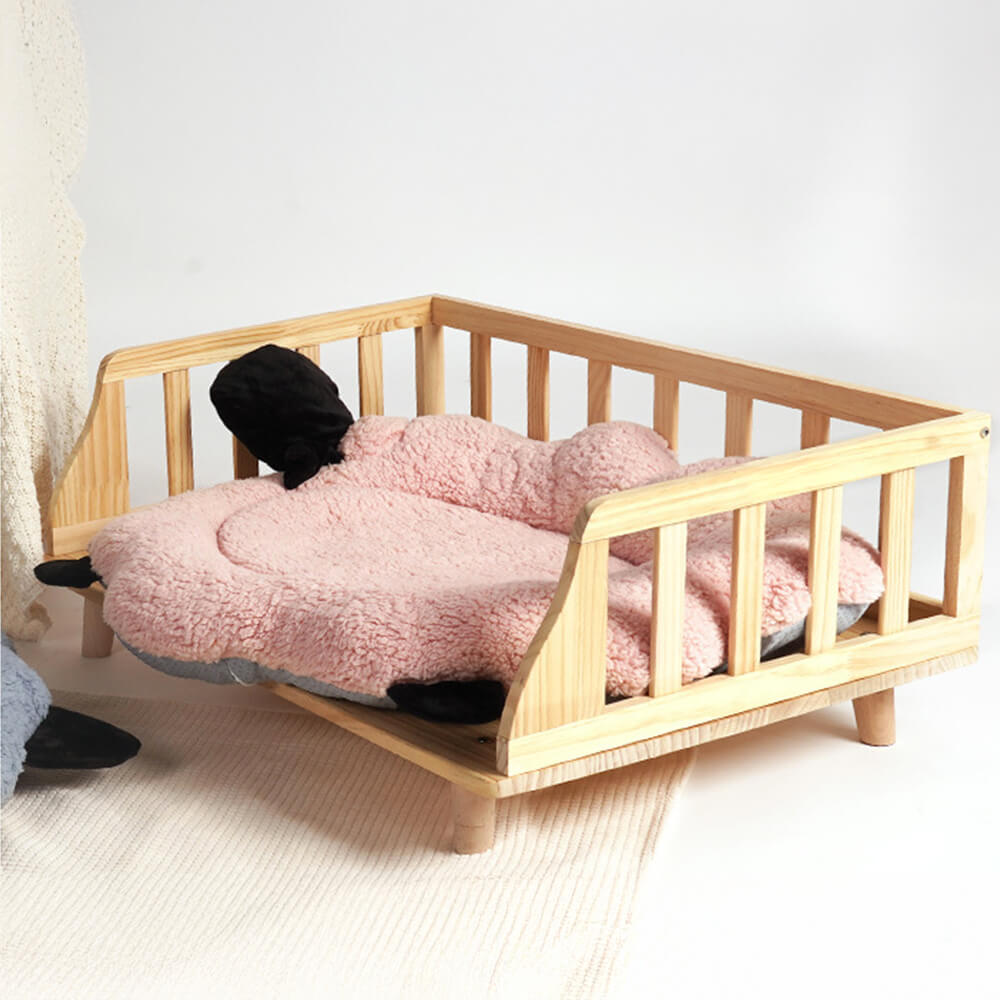 Fårformad Plush Pet Bed Mysig Lekfull Ultra-Mjuk Bomull Sammet