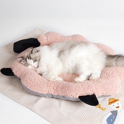 Fårformad Plush Pet Bed Mysig Lekfull Ultra-Mjuk Bomull Sammet