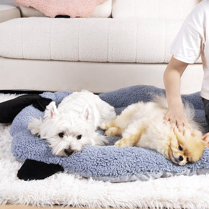 Fårformad Plush Pet Bed Mysig Lekfull Ultra-Mjuk Bomull Sammet