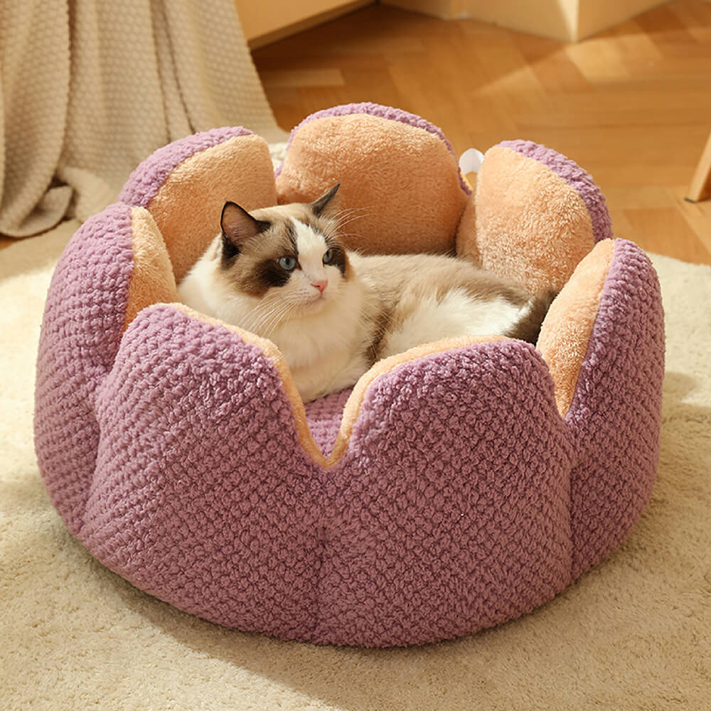 Katt- och hundsäng Plysch Blomdesign