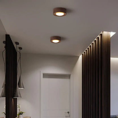 Valnötsstråle - LED Plafondlampa med Valnötsträ och Spotlights