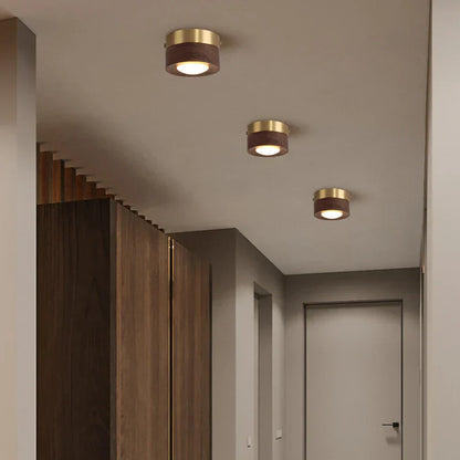 Valnötsstråle - LED Plafondlampa med Valnötsträ och Spotlights