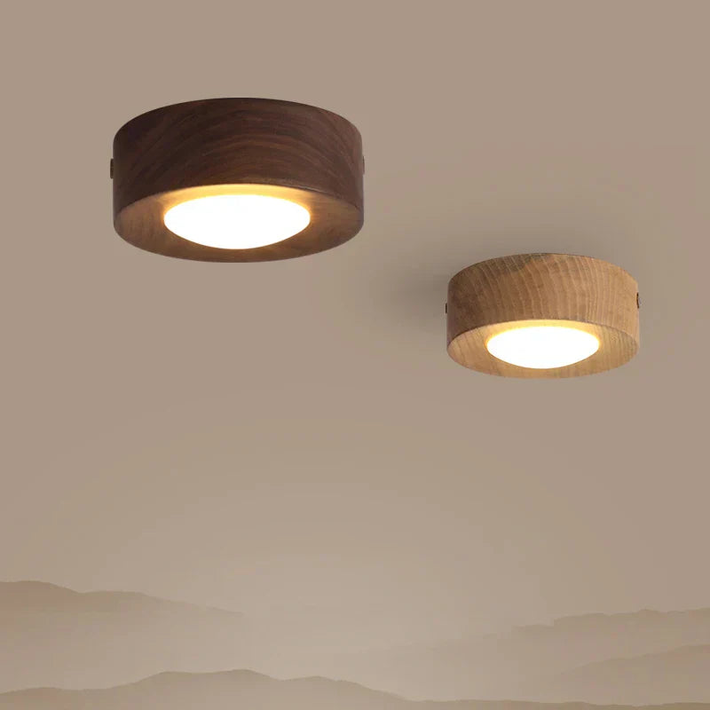 Valnötsstråle - LED Plafondlampa med Valnötsträ och Spotlights