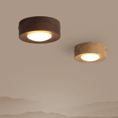 Valnötsstråle - LED Plafondlampa med Valnötsträ och Spotlights