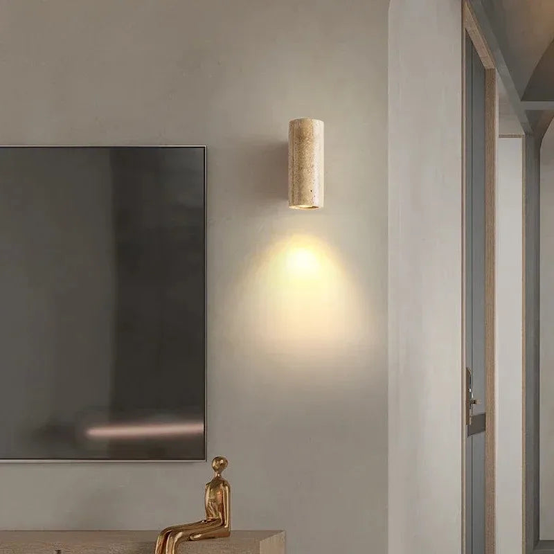 StoneGlow - Modern Vägglampa med Naturstensutseende för Vardagsrum och Sovrum
