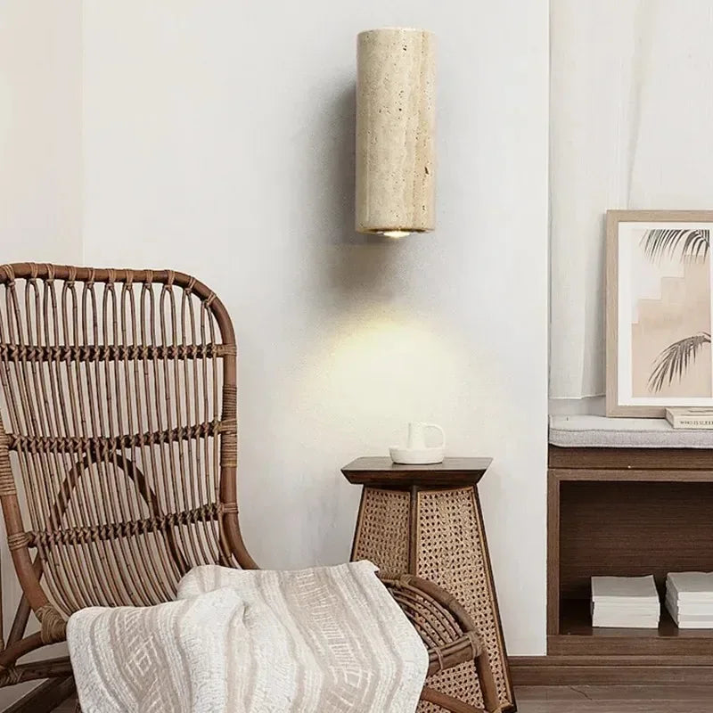 StoneGlow - Modern Vägglampa med Naturstensutseende för Vardagsrum och Sovrum