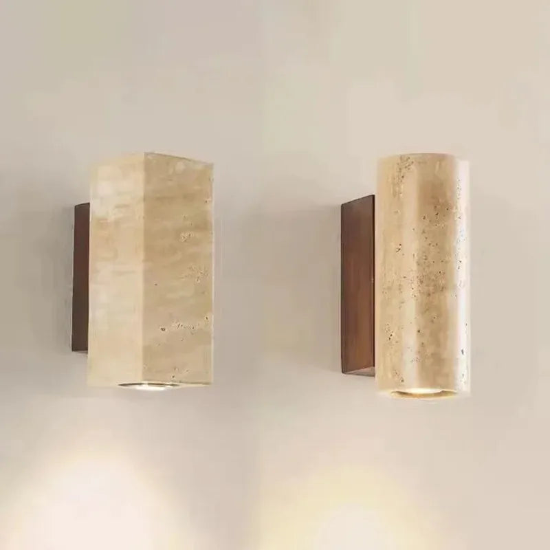 StoneGlow - Modern Vägglampa med Naturstensutseende för Vardagsrum och Sovrum