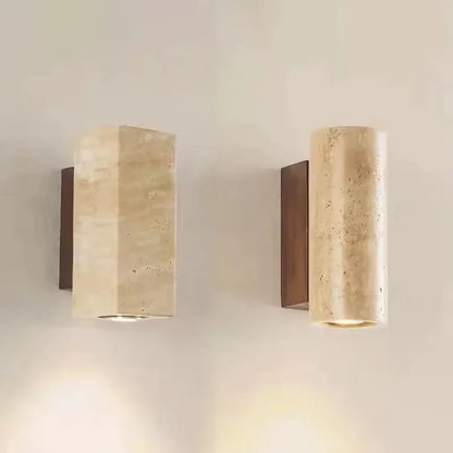 StoneGlow - Modern Vägglampa med Naturstensutseende för Vardagsrum och Sovrum