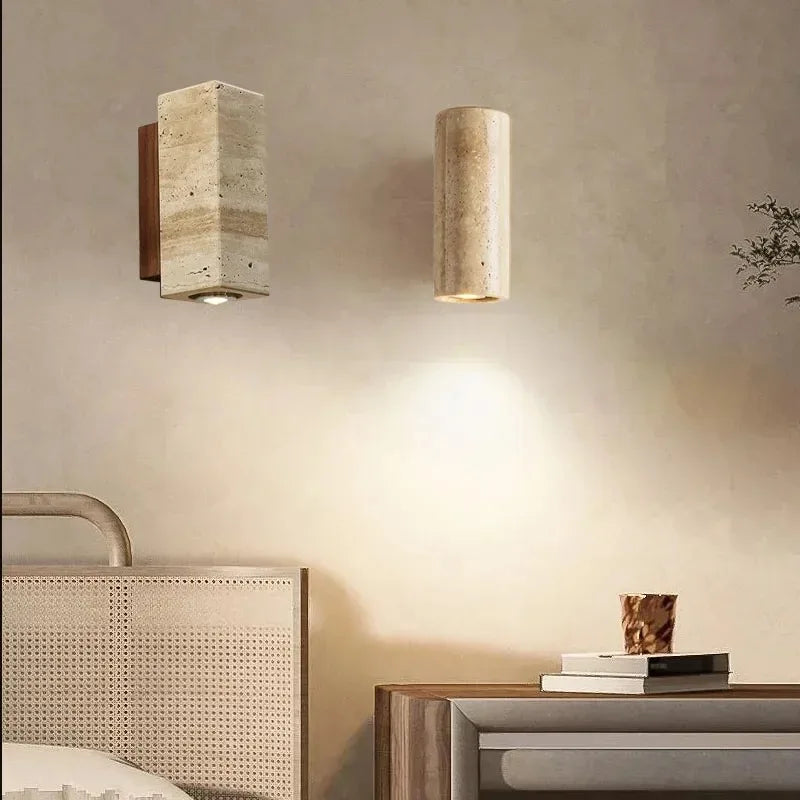 StoneGlow - Modern Vägglampa med Naturstensutseende för Vardagsrum och Sovrum