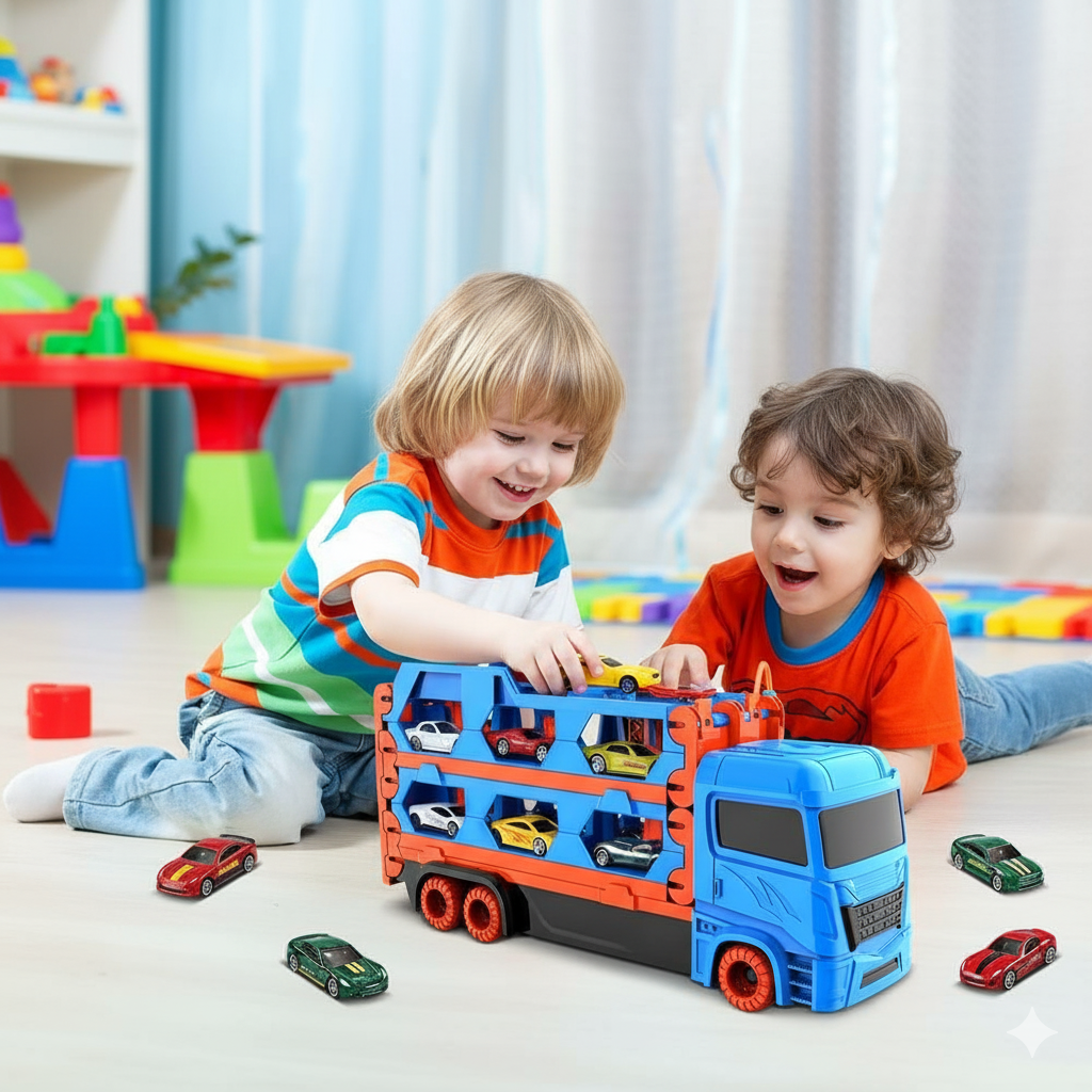 Car Play Lastbil med Fällbar Katapult Racingbana