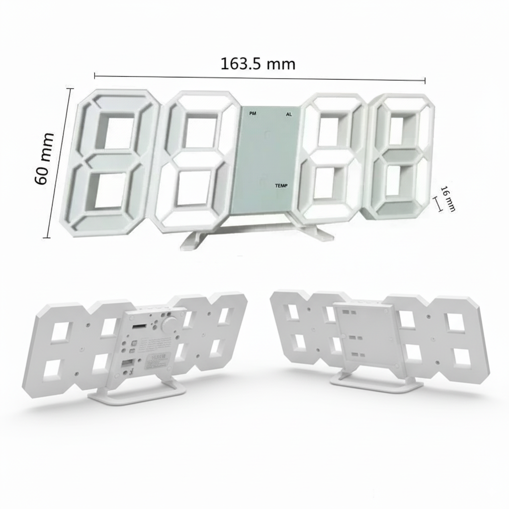 Digitix | Modern 3D LED-klocka för vägg &amp; skrivbord