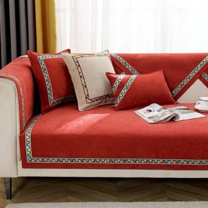 Geometrisk Dekor Enfärgad Chenille Halkfri Sofföverdrag