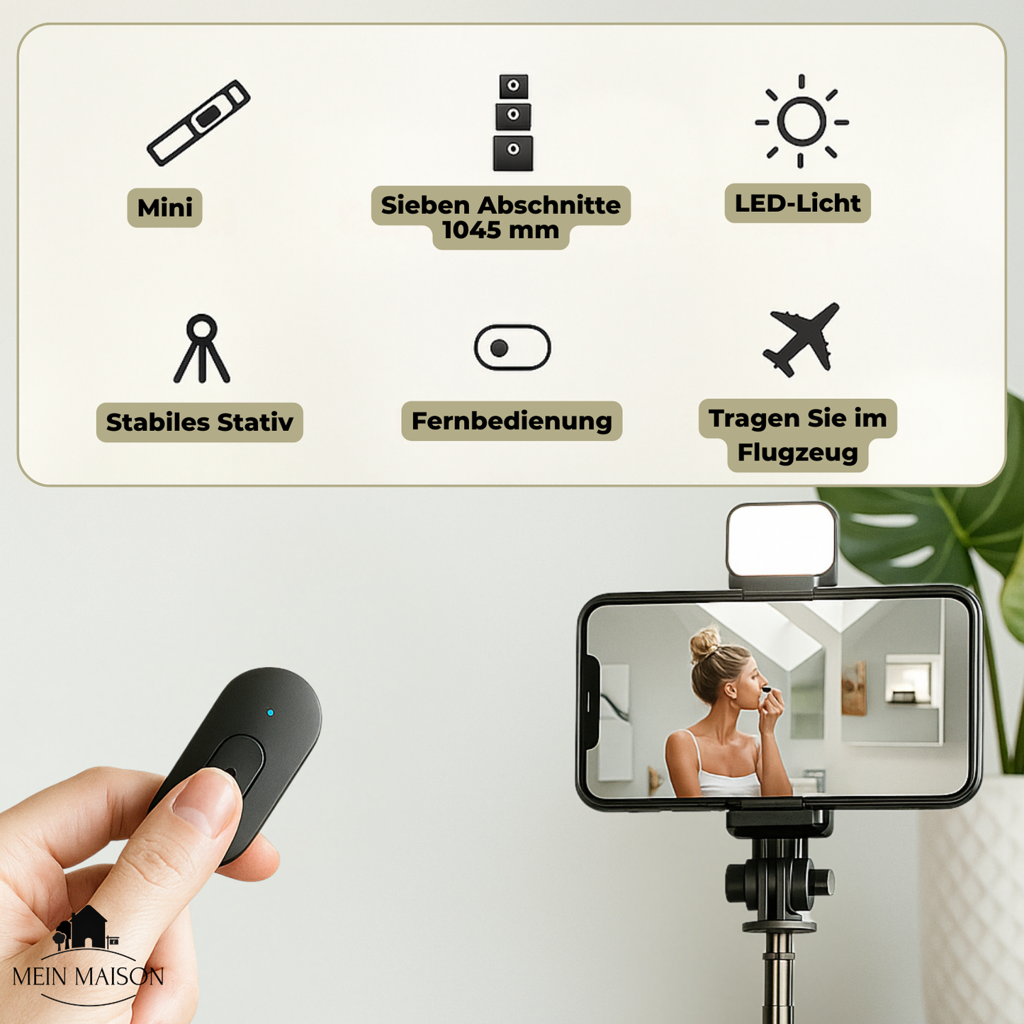 Carvallo – Din 6-i-1 Bluetooth-selfiestick för perfekta bilder