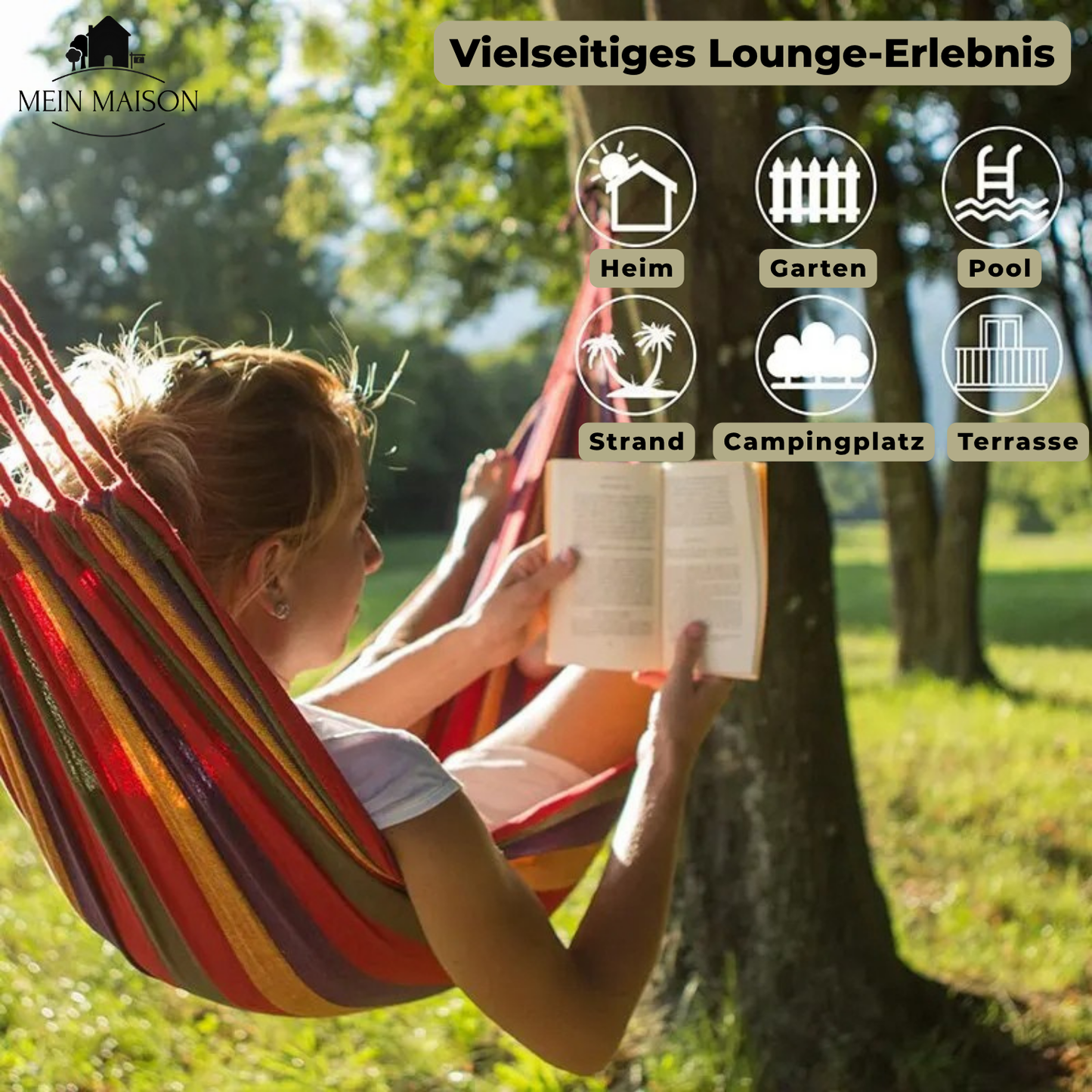 Carvallo Hängematta | Robust Canvas | Anti-glid-design | Bärförmåga 200 kg